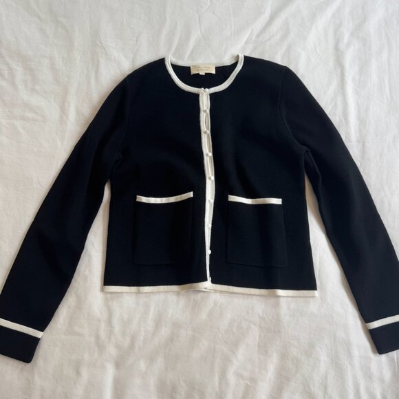 Sezane Brielle Cardigan black and white button-up cardigan - Picture 1 of 3